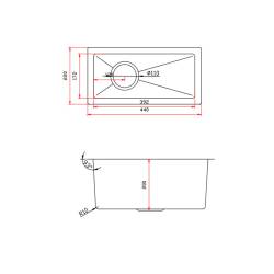 ZLEW KUCHENNY ZLEWOZMYWAK JENOKOMOROWY STALOWY INOX RODOS-CH-44X22 SYFON UCHWYTY