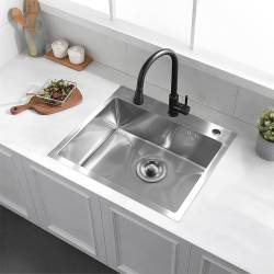 ZLEW KUCHENNY ZLEWOZMYWAK JENOKOMOROWY STALOWY INOX ALOR-CH-55X45 DOZOWNIK SYFON UCHWYTY