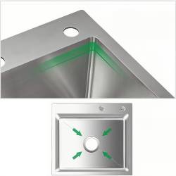 ZLEW KUCHENNY ZLEWOZMYWAK JENOKOMOROWY STALOWY INOX ALOR-CH-55X45 DOZOWNIK SYFON UCHWYTY
