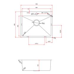 ZLEW KUCHENNY ZLEWOZMYWAK JENOKOMOROWY STALOWY INOX ALOR-CH-55X45 DOZOWNIK SYFON UCHWYTY