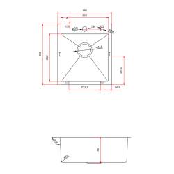 ZLEW KUCHENNY ZLEWOZMYWAK JENOKOMOROWY STALOWY INOX ALOR-CH-40X45 DOZOWNIK SYFON UCHWYTY