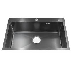 ZLEW KUCHENNY ZLEWOZMYWAK JENOKOMOROWY STALOWY CZARNY ALOR-BL-68X45 DOZOWNIK SYFON UCHWYTY