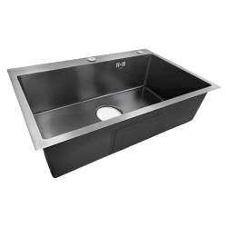 ZLEW KUCHENNY ZLEWOZMYWAK JENOKOMOROWY STALOWY CZARNY ALOR-BL-68X45 DOZOWNIK SYFON UCHWYTY