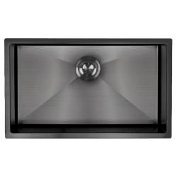 ZLEW KUCHENNY ZLEWOZMYWAK JENOKOMOROWY STALOWY CZARNY RODOS-BL-74X47 SYFON UCHWYTY