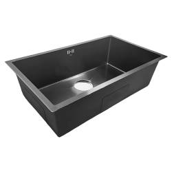 ZLEW KUCHENNY ZLEWOZMYWAK JENOKOMOROWY STALOWY CZARNY RODOS-BL-74X47 SYFON UCHWYTY