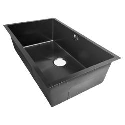 ZLEW KUCHENNY ZLEWOZMYWAK JENOKOMOROWY STALOWY CZARNY RODOS-BL-74X47 SYFON UCHWYTY