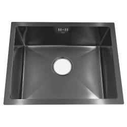 ZLEW KUCHENNY ZLEWOZMYWAK JENOKOMOROWY STALOWY CZARNY RODOS-BL-50X40 SYFON UCHWYTY