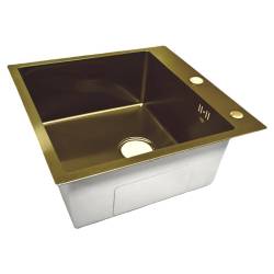 ZLEW KUCHENNY ZLEWOZMYWAK JENOKOMOROWY STALOWY ZŁOTY ALOR-GL-50X50 DOZOWNIK SYFON UCHWYTY