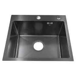 ZLEW KUCHENNY ZLEWOZMYWAK JENOKOMOROWY STALOWY CZARNY ALOR-BL-50X40 DOZOWNIK SYFON UCHWYTY