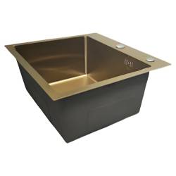 ZLEW KUCHENNY ZLEWOZMYWAK JEDNOKOMOROWY STALOWY ZŁOTY TONGA-GL-50X45 DOZOWNIK SYFON UCHWYTY
