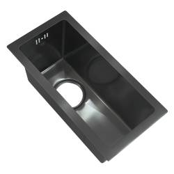 ZLEW KUCHENNY ZLEWOZMYWAK JEDNOKOMOROWY STALOWY CZARNY RODOS-BL-44X22 SYFON UCHWYTY