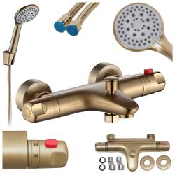 BATERIA PRYSZNICOWA Z TERMOSTATEM ŚCIENNA ŁAZIENKOWA T205-GL-BR ZŁOTA SZCZOTKOWANA T205-GL-BR