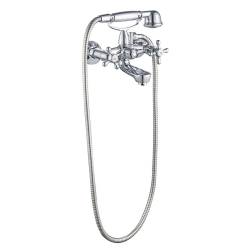 BATERIA WANNOWA PRYSZNICOWA ŚCIENNA RETRO ZESTAW WĄŻ SŁUCHAWKA GLEN CHROM GLEN-CH