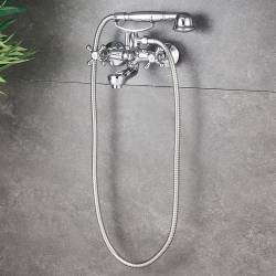 BATERIA WANNOWA PRYSZNICOWA ŚCIENNA RETRO ZESTAW WĄŻ SŁUCHAWKA GLEN CHROM GLEN-CH