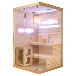 SAUNA FIŃSKA WYSOKOTEMPERATUROWA Z PIECEM LARK1-WD /HARVIA 3,5KW 1-2 OSOBOWA 120x120 CM