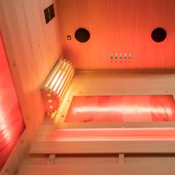 SAUNA FIŃSKA WYSOKOTEMPERATUROWA Z PIECEM LARK1-WD /HARVIA 3,5KW 1-2 OSOBOWA 120x120 CM