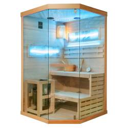 SAUNA FIŃSKA WYSOKOTEMPERATUROWA Z PIECEM LARK2-WD/HARVIA 3,5KW 1-2 OSOBOWA 120x120 CM