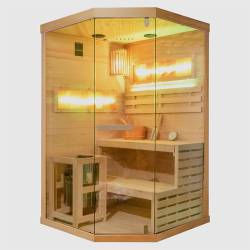 SAUNA FIŃSKA WYSOKOTEMPERATUROWA Z PIECEM LARK2-WD/HARVIA 3,5KW 1-2 OSOBOWA 120x120 CM