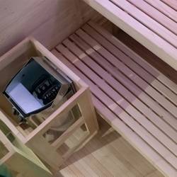 SAUNA FIŃSKA WYSOKOTEMPERATUROWA Z PIECEM LARK2-WD/HARVIA 3,5KW 1-2 OSOBOWA 120x120 CM