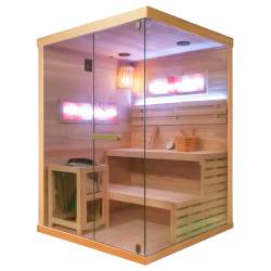 SAUNA FIŃSKA WYSOKOTEMPERATUROWA Z PIECEM LARK3-WD/HARVIA 4,5KW 3-4 OSOBOWA 140x150 CM