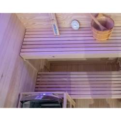 SAUNA FIŃSKA WYSOKOTEMPERATUROWA Z PIECEM LARK3-WD/HARVIA 4,5KW 3-4 OSOBOWA 140x150 CM