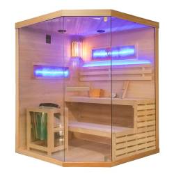 SAUNA FIŃSKA WYSOKOTEMPERATUROWA Z PIECEM LARK4-WD/HARVIA 6KW 4-5 OSOBOWA 150x150 CM