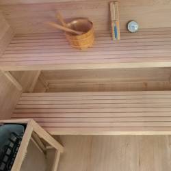SAUNA FIŃSKA WYSOKOTEMPERATUROWA Z PIECEM LARK5-WD/HARVIA 6KW 4-5 OSOBOWA 180x160 CM