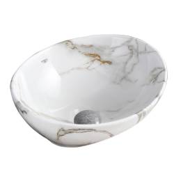 UMYWALKA NABLATOWA CERAMICZNA MARMUROWA OWALNA LUMO-MAR1-340