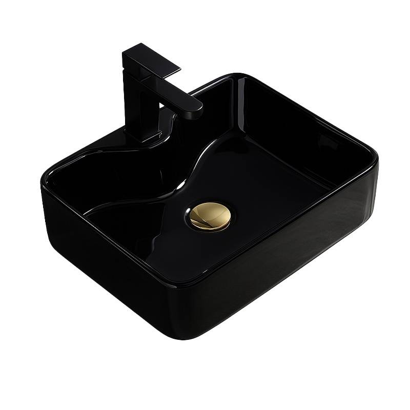 UMYWALKA NABLATOWA CERAMICZNA PROSTOKĄTNA ELISE-BL-480 CZARNY POŁYSK ELISE-BL-480