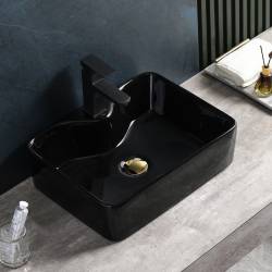 UMYWALKA NABLATOWA CERAMICZNA PROSTOKĄTNA ELISE-BL-480 CZARNY POŁYSK ELISE-BL-480