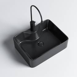 UMYWALKA NABLATOWA CERAMICZNA PROSTOKĄTNA ELISE-BL-480 CZARNY POŁYSK ELISE-BL-480