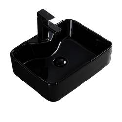 UMYWALKA NABLATOWA CERAMICZNA PROSTOKĄTNA ELISE-BL-480 CZARNY POŁYSK ELISE-BL-480