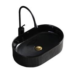 UMYWALKA NABLATOWA CERAMICZNA OWALNA RYFLOWANA ELIX-BL-490 CZARNY POŁYSK ELIX-BL-490