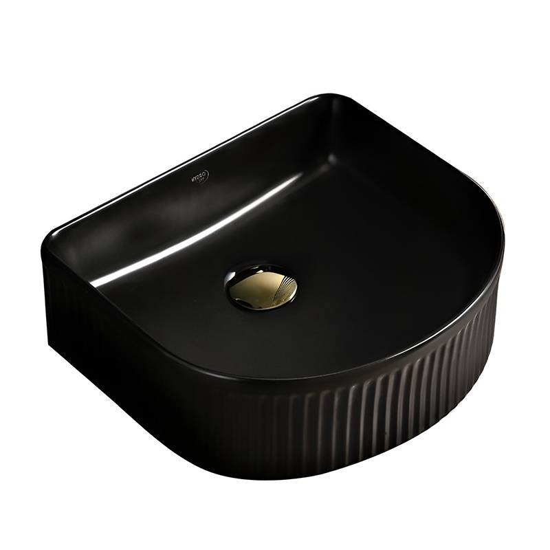 UMYWALKA NABLATOWA CERAMICZNA RYFLOWANA FINO-BL-400 CZARNY POŁYSK FINO-BL-400