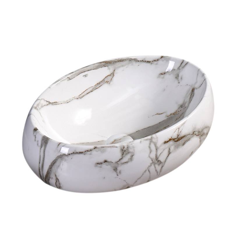 UMYWALKA NABLATOWA CERAMICZNA MARMUROWA OWALNA CARI-MAR1-500