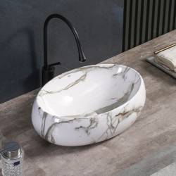 UMYWALKA NABLATOWA CERAMICZNA MARMUROWA OWALNA CARI-MAR1-500