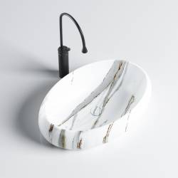 UMYWALKA NABLATOWA CERAMICZNA MARMUROWA OWALNA CARI-MAR1-500