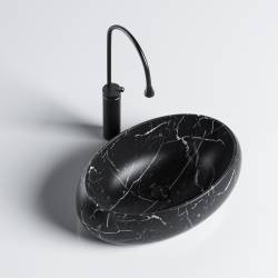 UMYWALKA NABLATOWA CERAMICZNA MARMUROWA OWALNA CARI-MAR5-500 CZARNA CARI-MAR5-500