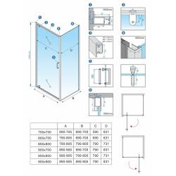 KABINA PRYSZNICOWA KWADRATOWA ZES-KZ04B-80 CHROM 80x80 CM
