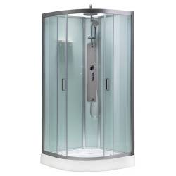 KABINA PRYSZNICOWA Z HYDROMASAŻEM PUERTO 01A SZCZOTKOWANY CHROM 80x80 CM PUERTO-CH-BR-01A-80