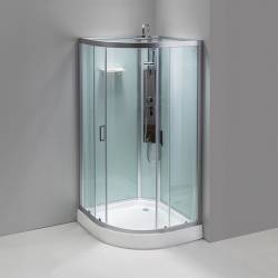 KABINA PRYSZNICOWA Z HYDROMASAŻEM PUERTO 01A SZCZOTKOWANY CHROM 80x80 CM PUERTO-CH-BR-01A-80