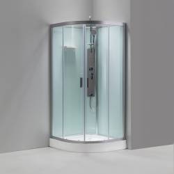KABINA PRYSZNICOWA Z HYDROMASAŻEM PUERTO 01A SZCZOTKOWANY CHROM 80x80 CM PUERTO-CH-BR-01A-80