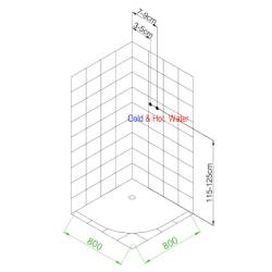 KABINA PRYSZNICOWA Z HYDROMASAŻEM PUERTO 01A SZCZOTKOWANY CHROM 80x80 CM PUERTO-CH-BR-01A-80