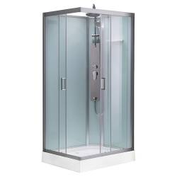 KABINA PRYSZNICOWA Z HYDROMASAŻEM ALMA LEWA SZCZOTKOWANY CHROM 100X80 CM ALMA-CH-BR-L-100X80