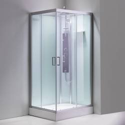 KABINA PRYSZNICOWA Z HYDROMASAŻEM ALMA LEWA SZCZOTKOWANY CHROM 100X80 CM ALMA-CH-BR-L-100X80