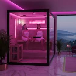 SAUNA FIŃSKA WYSOKOTEMPERATUROWA Z PIECEM FORSA2-BL/HARVIA 4,5KW 3-4 OSOBOWA 150x140 CM