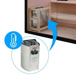 SAUNA FIŃSKA WYSOKOTEMPERATUROWA Z PIECEM FORSA2-BL/HARVIA 4,5KW 3-4 OSOBOWA 150x140 CM
