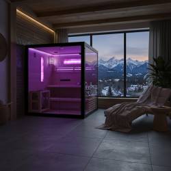 SAUNA FIŃSKA WYSOKOTEMPERATUROWA Z PIECEM FORSA2-BL/HARVIA 4,5KW 3-4 OSOBOWA 150x140 CM