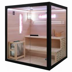SAUNA FIŃSKA WYSOKOTEMPERATUROWA Z PIECEM FORSA2-BL/HARVIA 4,5KW 3-4 OSOBOWA 150x140 CM