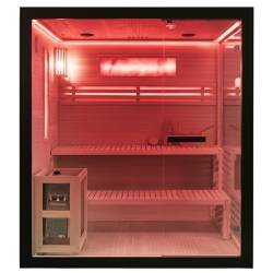 SAUNA FIŃSKA WYSOKOTEMPERATUROWA Z PIECEM FORSA2-BL/HARVIA 4,5KW 3-4 OSOBOWA 150x140 CM